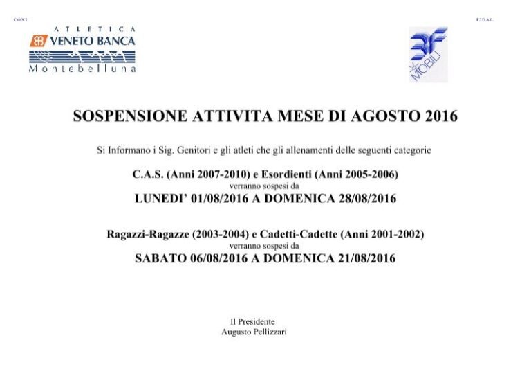 Sospensione attività estate 2016