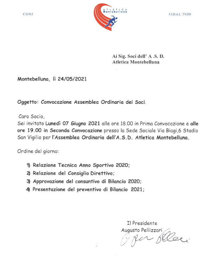 Convocazione Assemblea ordinaria dei soci
